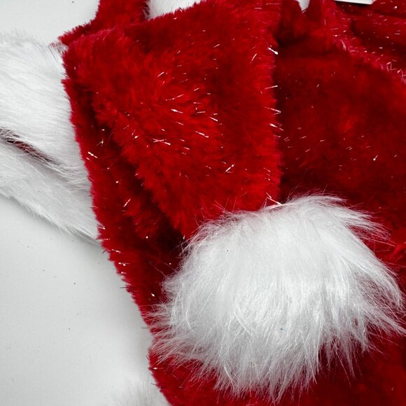 Deluxe Santa Hat with Tinsel – Soft Plush Red & White Christmas Hat - Picture 5 of 7